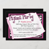 Pajama Party in Black en Pink Kaart (Voorkant / Achterkant)