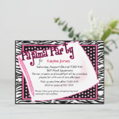 Pajama Party in Black en Roze Stippen Kaart (Staand voorkant)