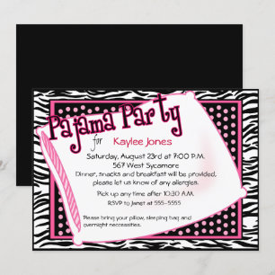 Pajama Party in Black en Roze Stippen Kaart