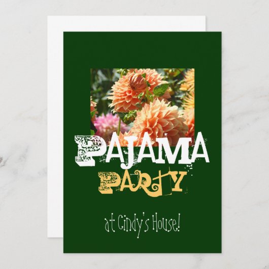 Pajama Party in Jouw naam House. Uitnodigingen (Voorkant / Achterkant)