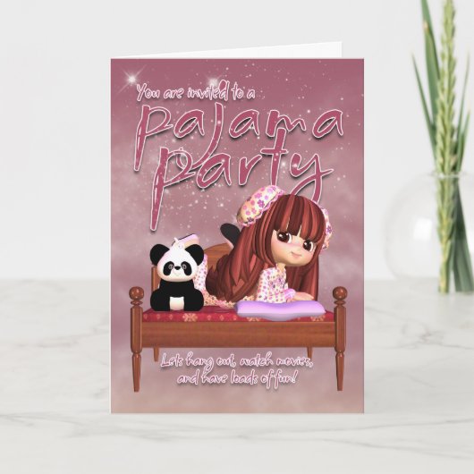 Pajama Party Invitation Kaart (Voorkant)