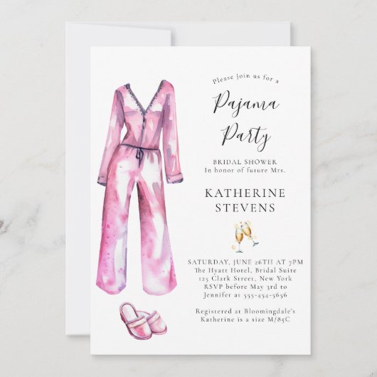 Pajama Party PJ Lingerie Slumber Vrijgezellenfeest Kaart (Voorkant)