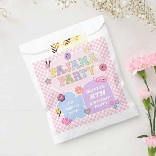 Pajama Party Preppy Varsity Patch Verjaardagsfeest Bedankzakje (Gezegeld)