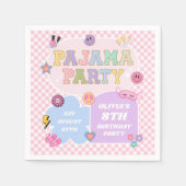 Pajama Party Preppy Varsity Patch Verjaardagsfeest Servet (Voorkant)