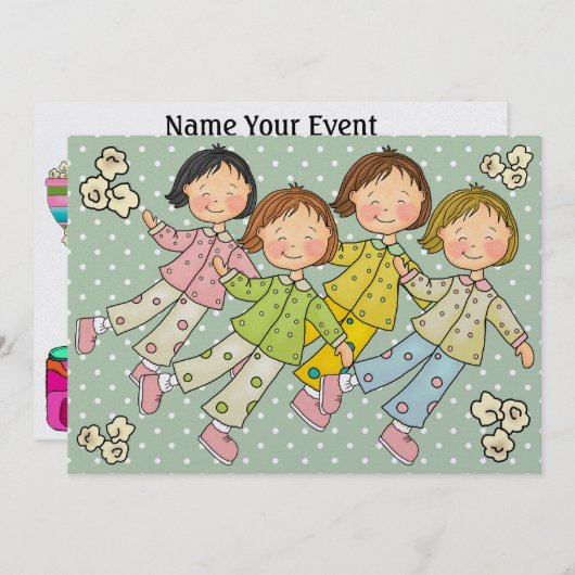 Pajama Party / Slaap over - SRF Kaart (Voorkant / Achterkant)