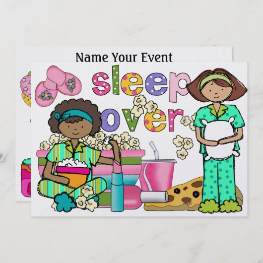 Pajama Party / Slaap over - SRF Kaart (Voorkant / Achterkant)