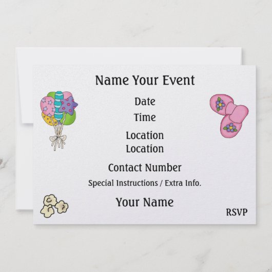 Pajama Party / Slaap over - SRF Kaart (Achterkant)