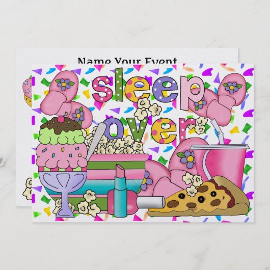 Pajama Party / Slaap over - SRF Kaart (Voorkant / Achterkant)