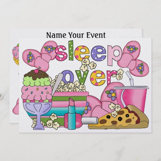 Pajama Party / Slaap over - SRF Kaart (Voorkant / Achterkant)