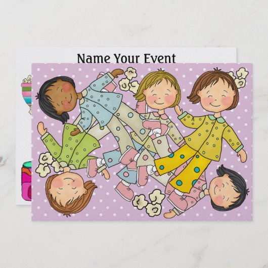 Pajama Party / Slaap over - SRF Kaart (Voorkant / Achterkant)