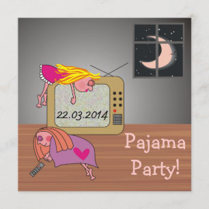 Pajama Party Slapende Girls Cute Invitations Kaart
