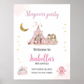 Pajama Party Sleepover Party Poster Welkomstbord (Voorkant)
