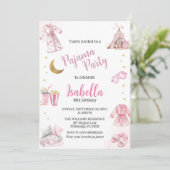 Pajama Party Sleepover Party Waterverf Kaart (Staand voorkant)