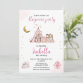 Pajama Party Sleepover Party Waterverf Kaart (Staand voorkant)