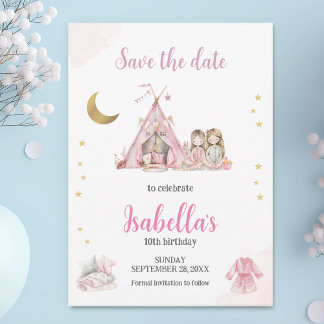 Pajama Party Sleepover Party Waterverf Save The Date