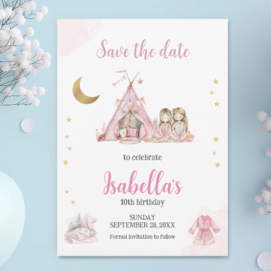 Pajama Party Sleepover Party Waterverf Save The Date