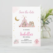 Pajama Party Sleepover Party Waterverf Save The Date (Staand voorkant)