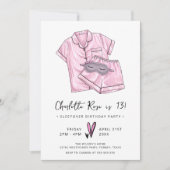 Pajama Party Trendy Sleepover Roze 13e verjaardag Kaart (Voorkant)