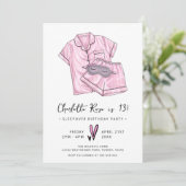 Pajama Party Trendy Sleepover Roze 13e verjaardag Kaart (Staand voorkant)