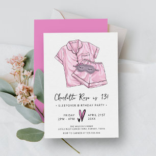Pajama Party Trendy Sleepover Roze 13e verjaardag Kaart