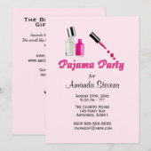 Pajama Party Unique Girls Pink Uitnodiging (Voorkant / Achterkant)