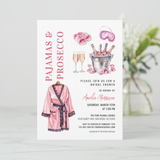 Pajama PJ & Prosecco Party Slumber Vrijgezellenfee Kaart (Staand voorkant)