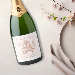 Pajama & Prosecco Bruidsfeest Bachelorette Sparkling Wijnetiket