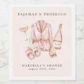 Pajama & Prosecco Bruidsfeest Bachelorette Wijn Etiket (Enkel label)