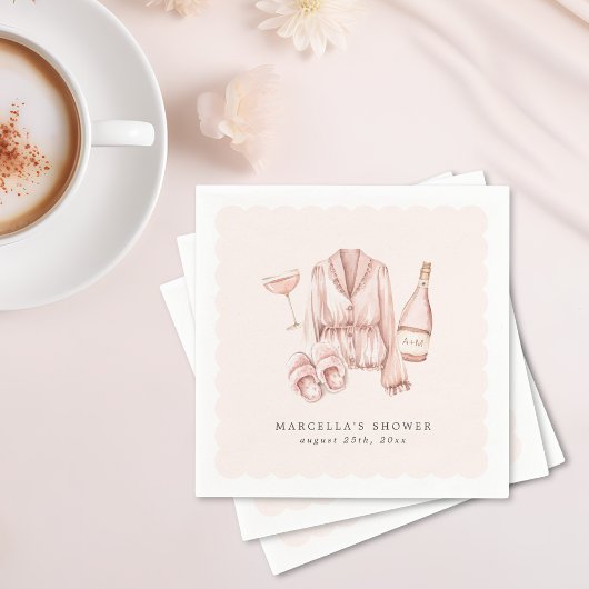 Pajama & Prosecco Bruidsmeisje Uitnodiging Afschei Servet