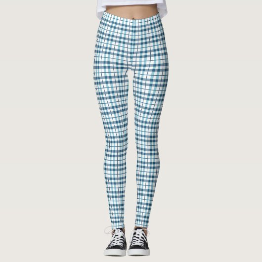 Pajama Pset White en Blue Pattern comprimeren Leggings (Voorkant)