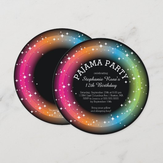 Pajama Sleepover Birthday Party Kaart (Voorkant / Achterkant)