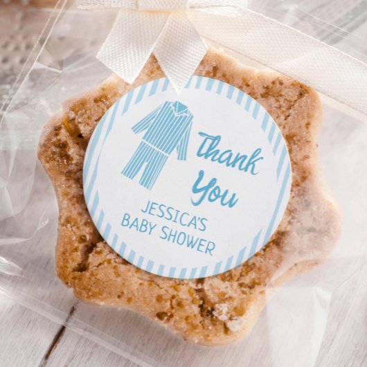 Pajamas Breakfast Boy Baby Shower Ronde Sticker
