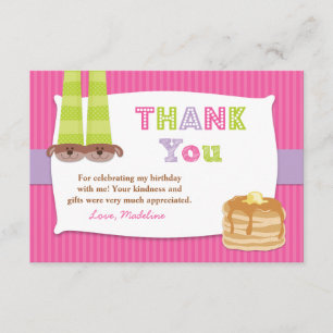 Pajamas en Pancakes Birthday Party Dank je Bedankkaart