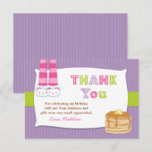 Pajamas en Pancakes Birthday Party Dank je Bedankkaart (Voorkant / Achterkant)