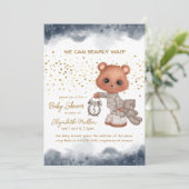 Pajamas Teddy Bear Gender Neutral Baby shower Kaart (Staand voorkant)