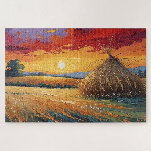 Pajar solitario al atardecer legpuzzel (Horizontaal)