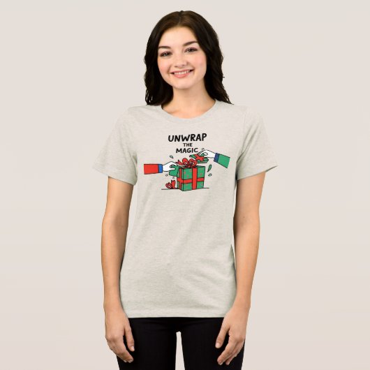 Pak de Magische Kerstcadeau uit Tri-Blend Shirt (Voorkant volledig)