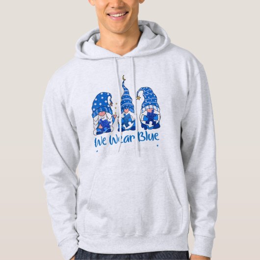 Pak deze "Drie Gnomen Holding Blue Puzzle Autisme" Hoodie (Voorkant)