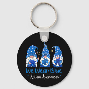 Pak deze "Drie Gnomen Holding Blue Puzzle Autisme" Sleutelhanger
