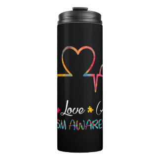 Pak deze "Live Love Accept Autism Awareness" als e Thermosbeker