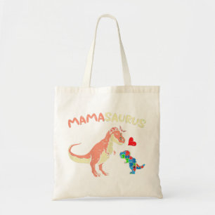 Pak deze schattige Mamasaurus Heart Puzzle Dino T- Tote Bag