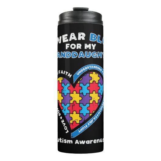 Pak deze schattige puzzel die blauw Draag voor kle Thermosbeker (Voorkant)