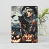 Pak een bezem | Heksenthema Halloweenfeest Kaart (Staand voorkant)