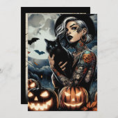 Pak een bezem | Heksenthema Halloweenfeest Kaart (Voorkant / Achterkant)