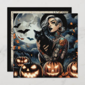 Pak een bezem | Heksenthema Halloweenfeest Kaart (Voorkant / Achterkant)