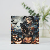 Pak een bezem | Heksenthema Halloweenfeest Kaart (Staand voorkant)