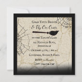 Pak een bezem | Heksenthema Halloweenfeest Kaart (Achterkant)