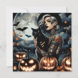 Pak een bezem | Heksenthema Halloweenfeest Kaart