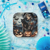 Pak een bezem | Heksenthema Halloweenfeest Papieren Bordje (Feest)