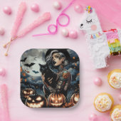 Pak een bezem | Heksenthema Halloweenfeest Papieren Bordje (Feest)